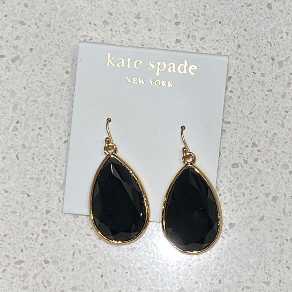 BRAND NEW Kate Spade Black & Gold drop earrings